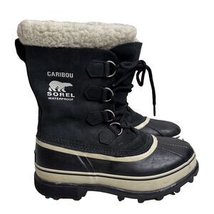 Sorel Caribou Insulated Waterproof Winter Snow Boots Womens Size 10 Black Tall